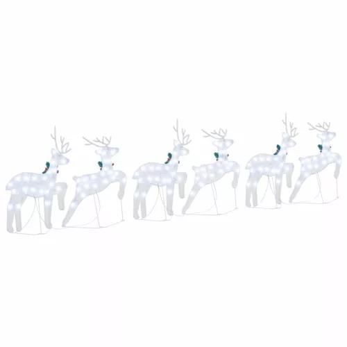  LED rénszarvasok 6 pcs Ezüst 45 x 19 x 65 cm szövet