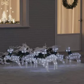 LED rénszarvasok 6 pcs Fehér 45 x 19 x 65 cm szövet