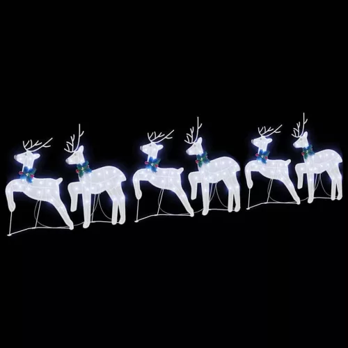  LED rénszarvasok 6 pcs Fehér 45 x 19 x 65 cm szövet