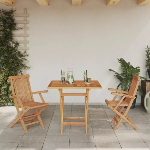  3 Darabos Összecsukható Kerti Bistro Szett Tömör Fa Akác