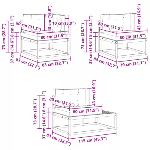  Kültéri kanapé szett Fehér 357 x 198,5 x 73 cm Poliészter