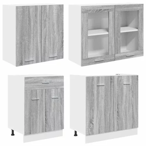  Konyhaszekrény garnitúra fiókkal Lyon 4 pcs Szürke sonoma