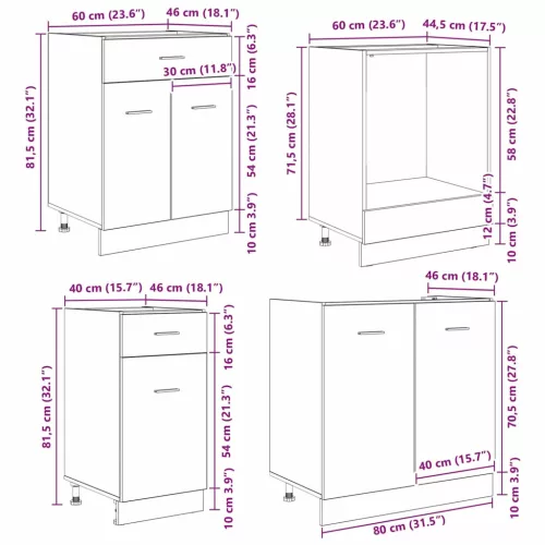  Konyhaszekrény szett fiókkal Lyon 8 pcs Füstölt tölgy Faanyag