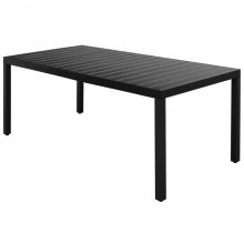   VID Alumínium és WPC kerti étkezőasztal fekete színben [185 x 90 x 74 cm ]