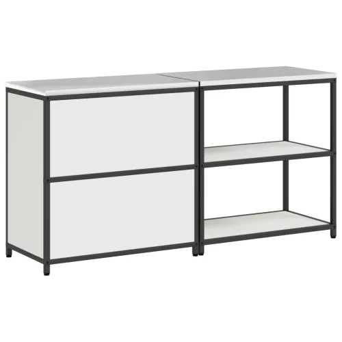  Konyhai Tároló Készlet polcokkal tárolóval ajtóval Állítható 2 pcs Fehér 150 x 50 x 92 cm