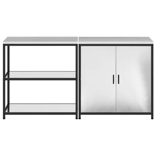  Konyhai Tároló Készlet polcokkal tárolóval ajtóval Állítható 2 pcs Ezüst 150 x 50 x 92 cm