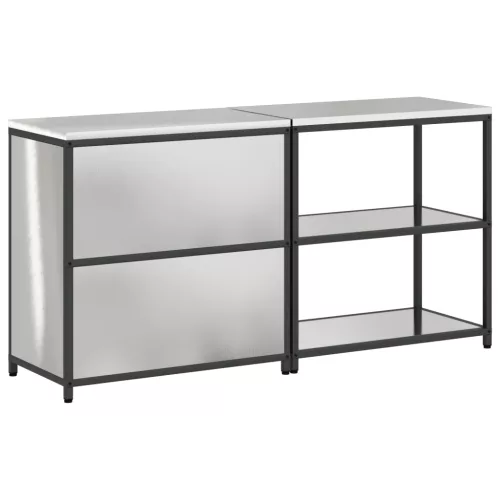  Konyhai Tároló Készlet polcokkal tárolóval ajtóval Állítható 2 pcs Ezüst 150 x 50 x 92 cm