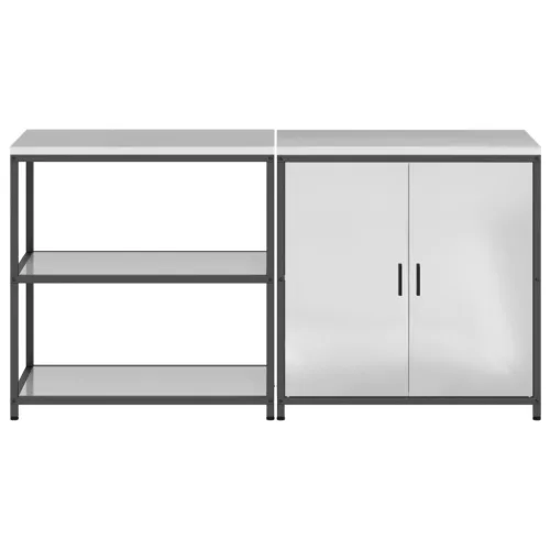  Konyhai Tároló Készlet polcokkal tárolóval ajtóval Állítható 2 pcs Ezüst 150 x 50 x 92 cm