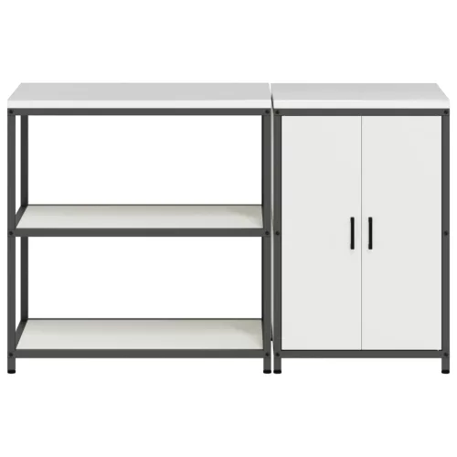 Konyhai Tároló Készlet polcokkal tárolóval ajtóval Állítható 2 pcs Fehér 150 x 50 x 92 cm
