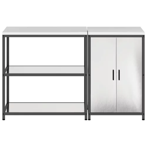  Konyhai Tároló Készlet polcokkal tárolóval ajtóval Állítható 2 pcs Ezüst 150 x 50 x 92 cm