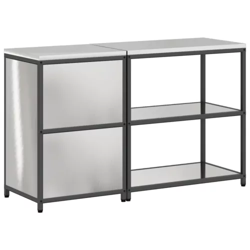 Konyhai Tároló Készlet polcokkal tárolóval ajtóval Állítható 2 pcs Ezüst 150 x 50 x 92 cm