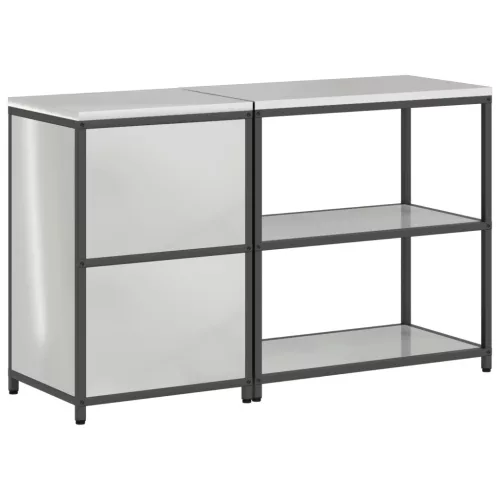  Konyhai Tároló Készlet polcokkal tárolóval ajtóval Állítható 2 pcs Ezüst 150 x 50 x 92 cm