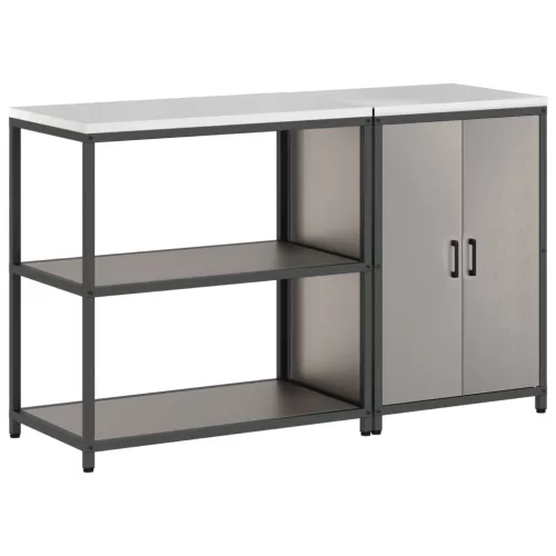  Konyhai Tároló Készlet polcokkal tárolóval ajtóval Állítható 2 pcs Rozsdás 150 x 50 x 92 cm