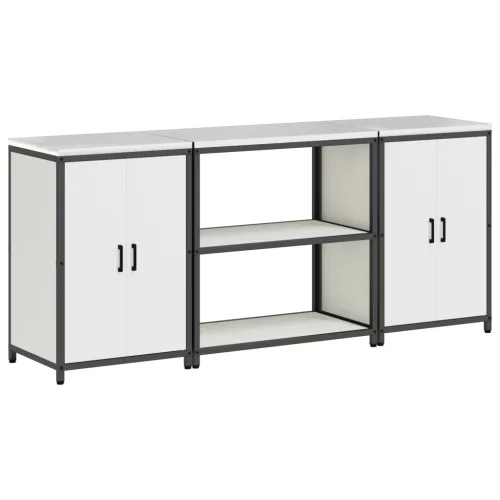  Konyhai Tároló Készlet polcokkal tárolóval ajtóval 3 pcs Fehér 210 x 50 x 92 cm