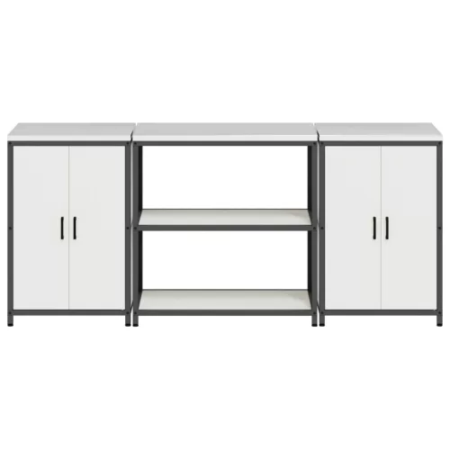  Konyhai Tároló Készlet polcokkal tárolóval ajtóval 3 pcs Fehér 210 x 50 x 92 cm