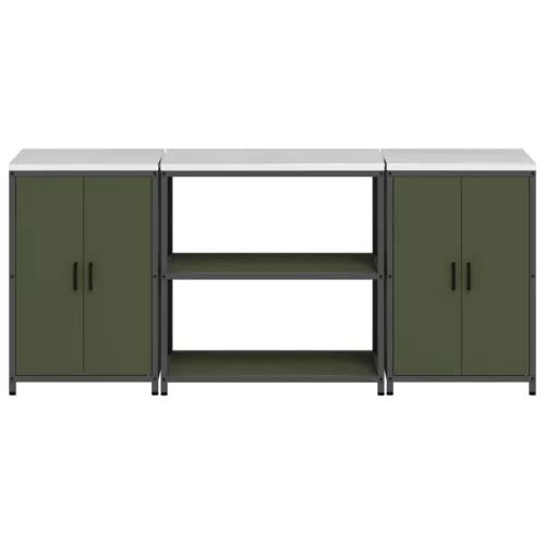  Konyhai Tároló Készlet 3 pcs Olajzöld 210 x 50 x 92 cm