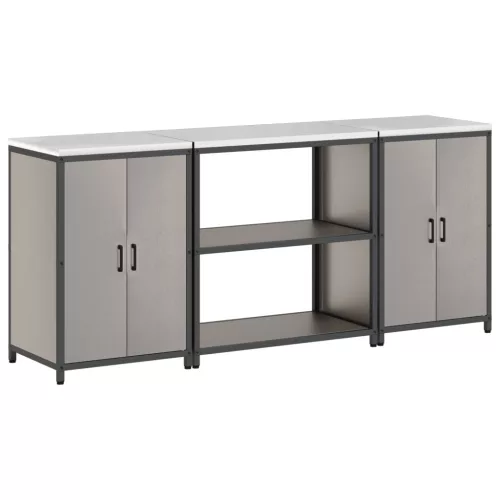  Konyhai Tároló Készlet polcokkal tárolóval ajtóval 3 pcs Rozsdás 210 x 50 x 92 cm