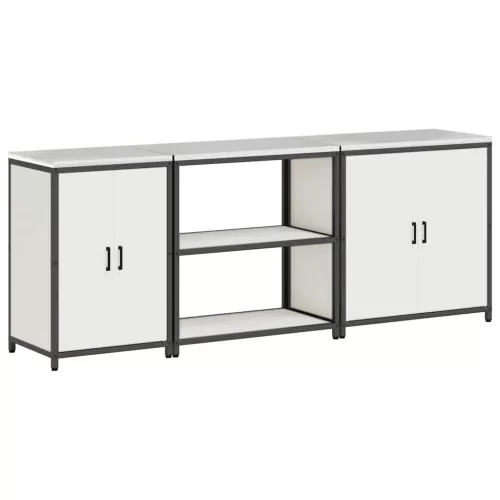  Konyhai tároló szett polcokkal Egyéb tárolóval ajtóval 3 pcs Fehér 210 x 50 x 92 cm