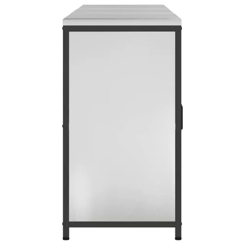  Konyhai tároló szett polcokkal Egyéb tárolóval ajtóval 3 pcs Ezüst 210 x 50 x 92 cm