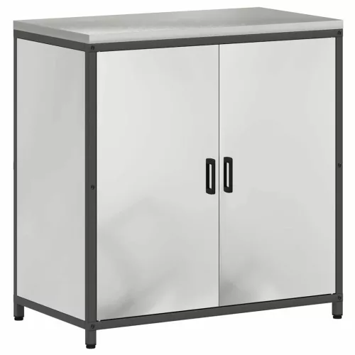  Konyhai tároló szett polcokkal Egyéb tárolóval ajtóval 3 pcs Ezüst 210 x 50 x 92 cm