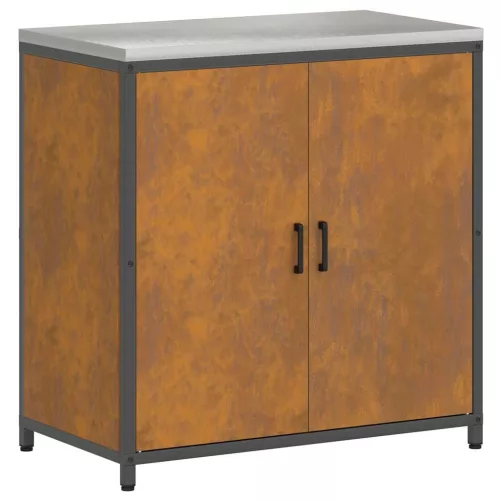  Konyhai tároló szett polcokkal Egyéb tárolóval ajtóval 3 pcs Rozsdás 210 x 50 x 92 cm