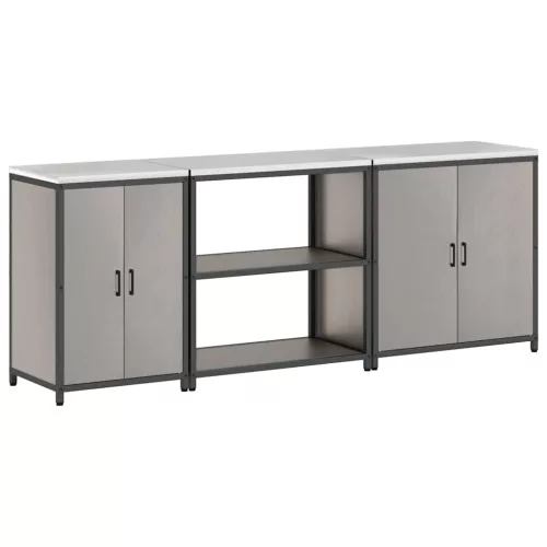  Konyhai tároló szett polcokkal Egyéb tárolóval ajtóval 3 pcs Rozsdás 210 x 50 x 92 cm