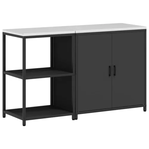  Konyhai Tároló Készlet polcokkal tárolóval ajtóval Állítható 2 pcs Fekete 150 x 50 x 92 cm