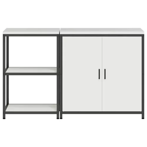  Konyhai Tároló Készlet polcokkal tárolóval ajtóval Állítható 2 pcs Fehér 150 x 50 x 92 cm