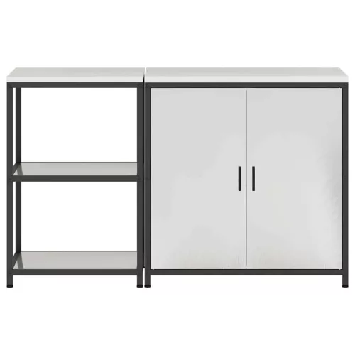  Konyhai Tároló Készlet polcokkal tárolóval Állítható 2 pcs Ezüst 150 x 50 x 92 cm