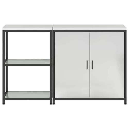  Konyhai Tároló Készlet polcokkal tárolóval ajtóval Állítható 2 pcs Ezüst 150 x 50 x 92 cm