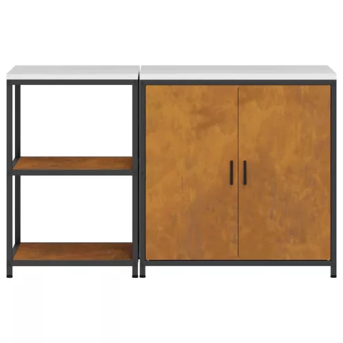  Konyhai Tároló Készlet polcokkal tárolóval ajtóval Állítható 2 pcs Rozsdás 150 x 50 x 92 cm