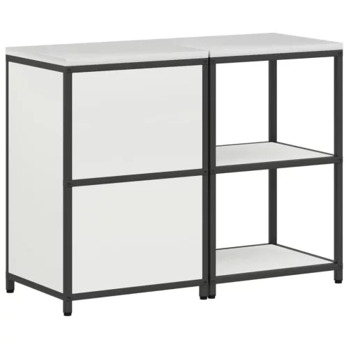  Konyhai Tároló Készlet polcokkal tárolóval ajtóval Állítható 2 pcs Fehér 120 x 50 x 92 cm