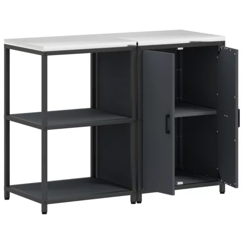  Konyhai Tároló Készlet 2 pcs Antracitszürke 120 x 50 x 92 cm