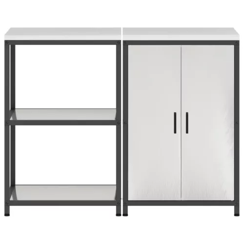  Konyhai Tároló Készlet polcokkal tárolóval ajtóval Állítható 2 pcs Ezüst 120 x 50 x 92 cm