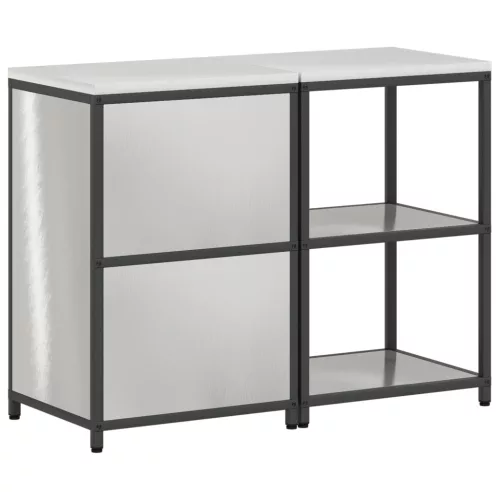  Konyhai Tároló Készlet polcokkal tárolóval ajtóval Állítható 2 pcs Ezüst 120 x 50 x 92 cm