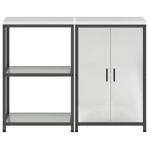  Konyhai Tároló Készlet polcokkal tárolóval ajtóval Állítható 2 pcs Ezüst 120 x 50 x 92 cm