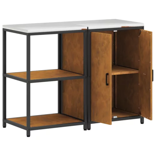  Konyhai Tároló Készlet polcokkal tárolóval ajtóval Állítható 2 pcs Rozsdás 120 x 50 x 92 cm