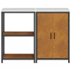  Konyhai Tároló Készlet polcokkal tárolóval ajtóval Állítható 2 pcs Rozsdás 120 x 50 x 92 cm
