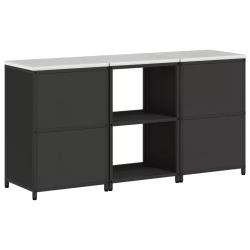  Konyhai Tároló Készlet polcokkal tárolóval ajtóval 3 pcs Fekete 180 x 50 x 92 cm