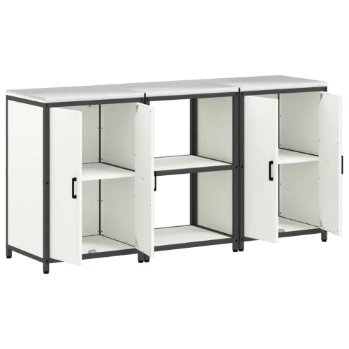  Konyhai Tároló Készlet polcokkal tárolóval ajtóval 3 pcs Fehér 180 x 50 x 92 cm