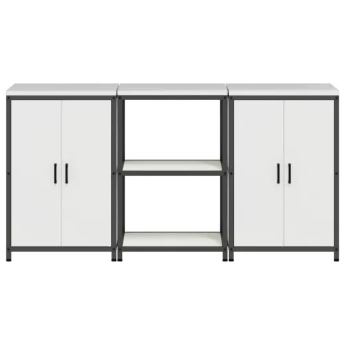  Konyhai Tároló Készlet polcokkal tárolóval ajtóval 3 pcs Fehér 180 x 50 x 92 cm