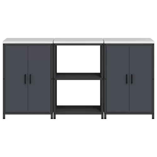  Konyhai Tároló Készlet 3 pcs Antracitszürke 180 x 50 x 92 cm