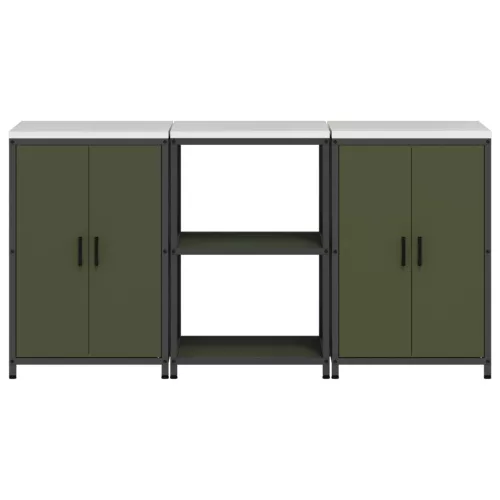  Konyhai Tároló Készlet 3 pcs Olajzöld 180 x 50 x 92 cm