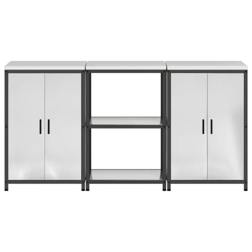  Konyhai Tároló Készlet polcokkal tárolóval ajtóval 3 pcs Ezüst 180 x 50 x 92 cm