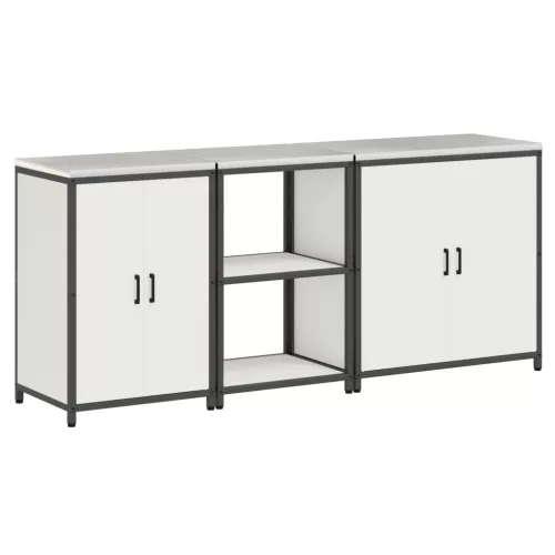  Konyhai tároló szett polcokkal Egyéb tárolóval ajtóval 3 pcs Fehér 210 x 50 x 92 cm