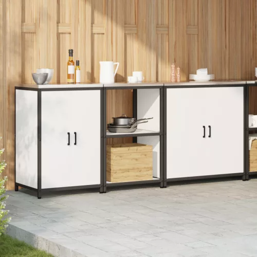  Konyhai tároló szett polcokkal Egyéb tárolóval ajtóval 3 pcs Fehér 210 x 50 x 92 cm