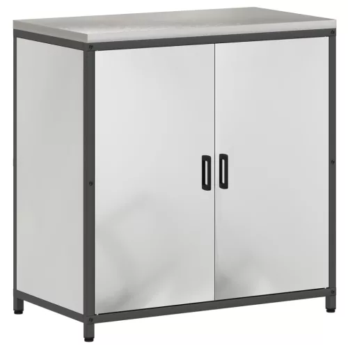  Konyhai tároló szett polcokkal Egyéb tárolóval ajtóval 3 pcs Ezüst 210 x 50 x 92 cm