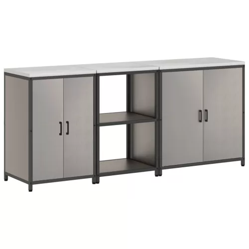  Konyhai tároló szett polcokkal Egyéb tárolóval ajtóval 3 pcs Rozsdás 210 x 50 x 92 cm