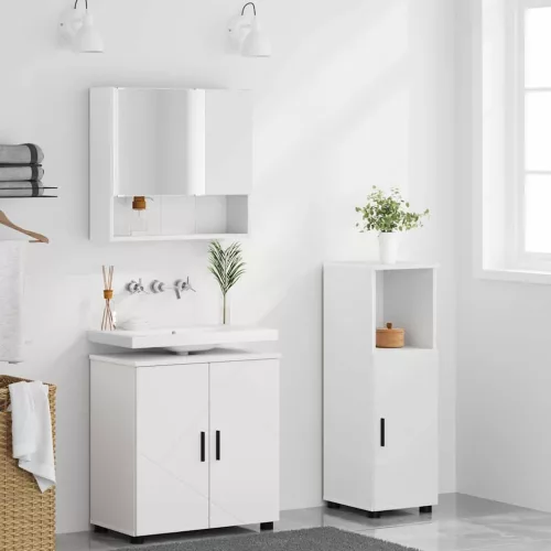  Fürdőszoba bútor szett 3 pcs Fehér 61 x 35 x 64 cm Faanyag