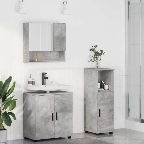  Fürdőszoba bútor szett 3 pcs Beton szürke 61 x 35 x 64 cm